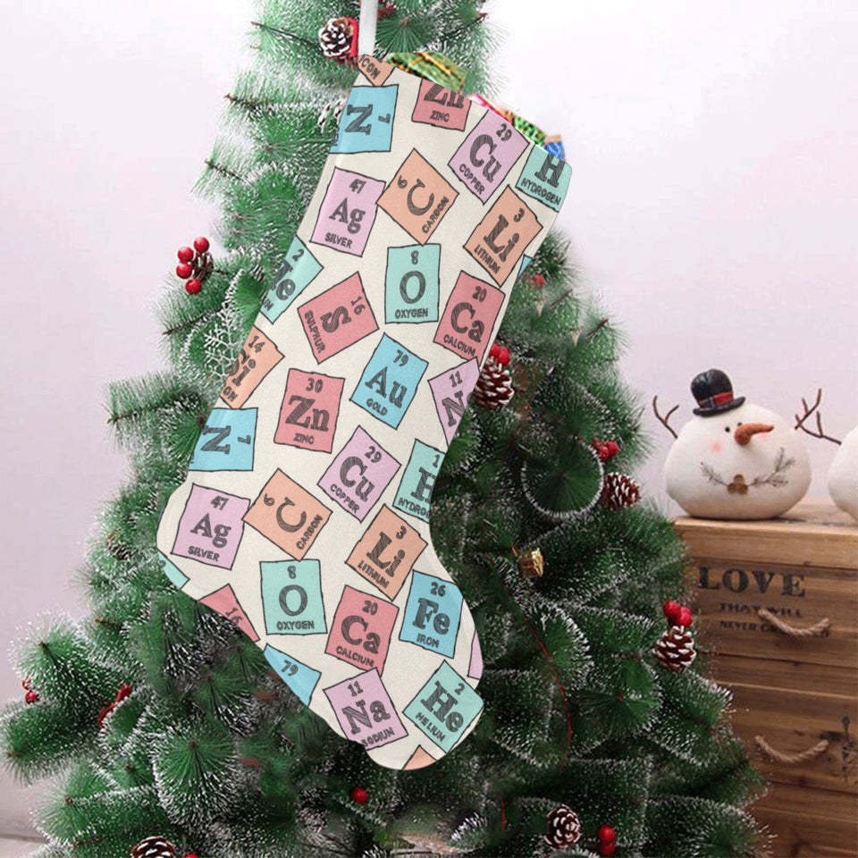 Chemistry Periodic Table Pattern Print Design 02 Christmas Stocking