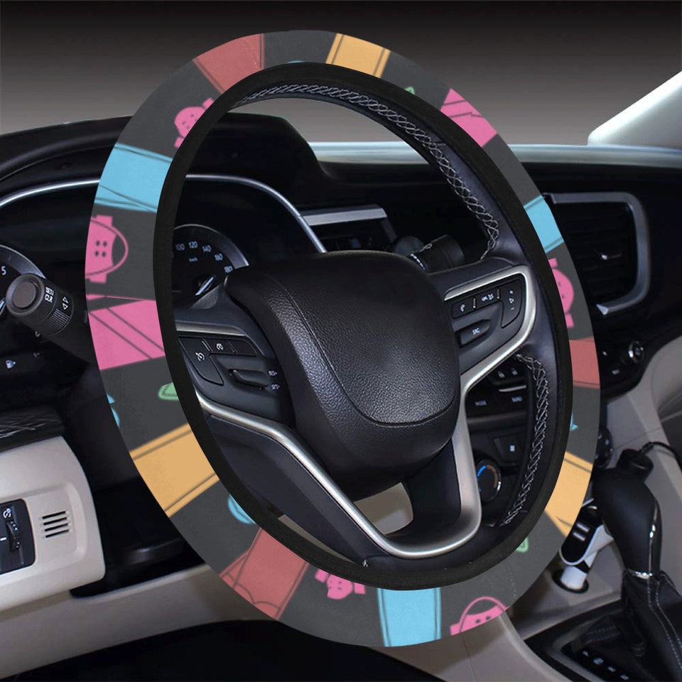Skate Board Pattern Print Design 02 Car Steering Wheel Cover