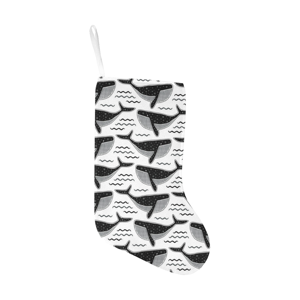 Black whale pattern Christmas Stocking