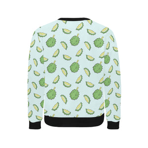 Durian pattern blue background Men's Crew Neck Sweatshirt