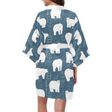 polar bear mother her child pattern Women's Short Kimono Robe