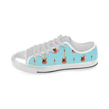 electric guitar pattern light blue background Men's Low Top Shoes White