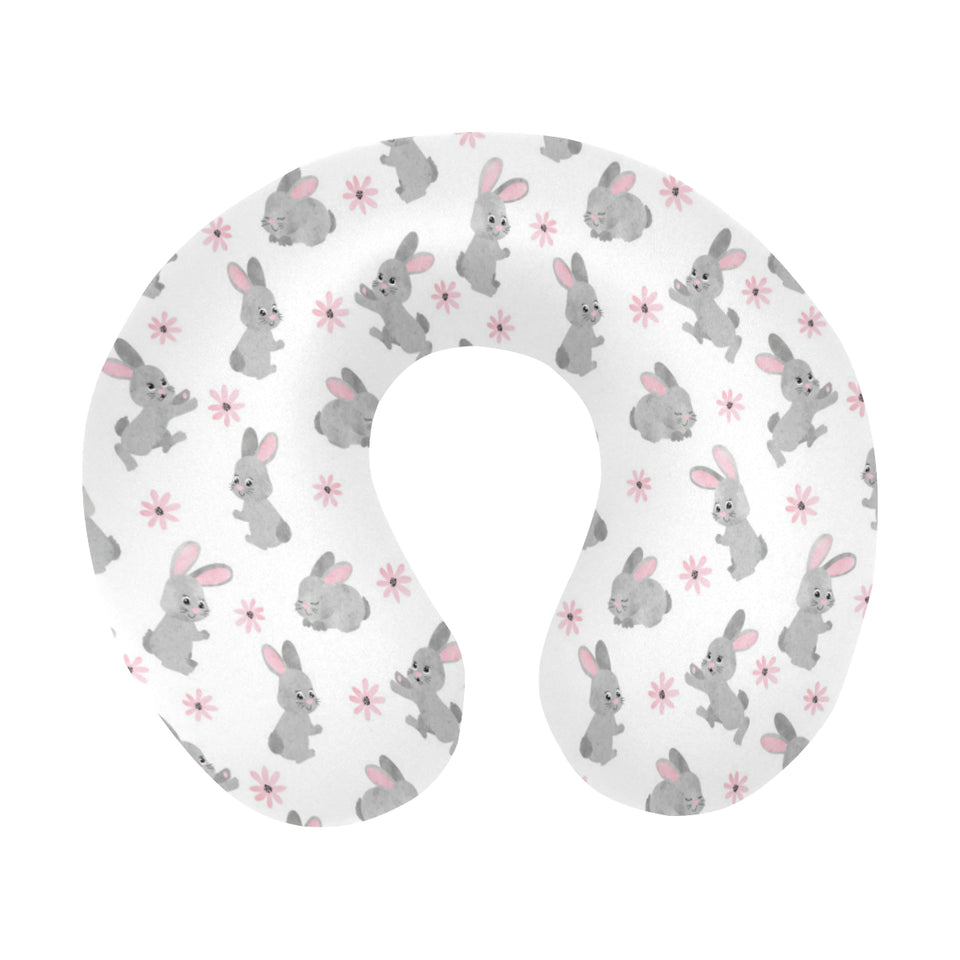 Watercolor cute rabbit pattern U-Shaped Travel Neck Pillow