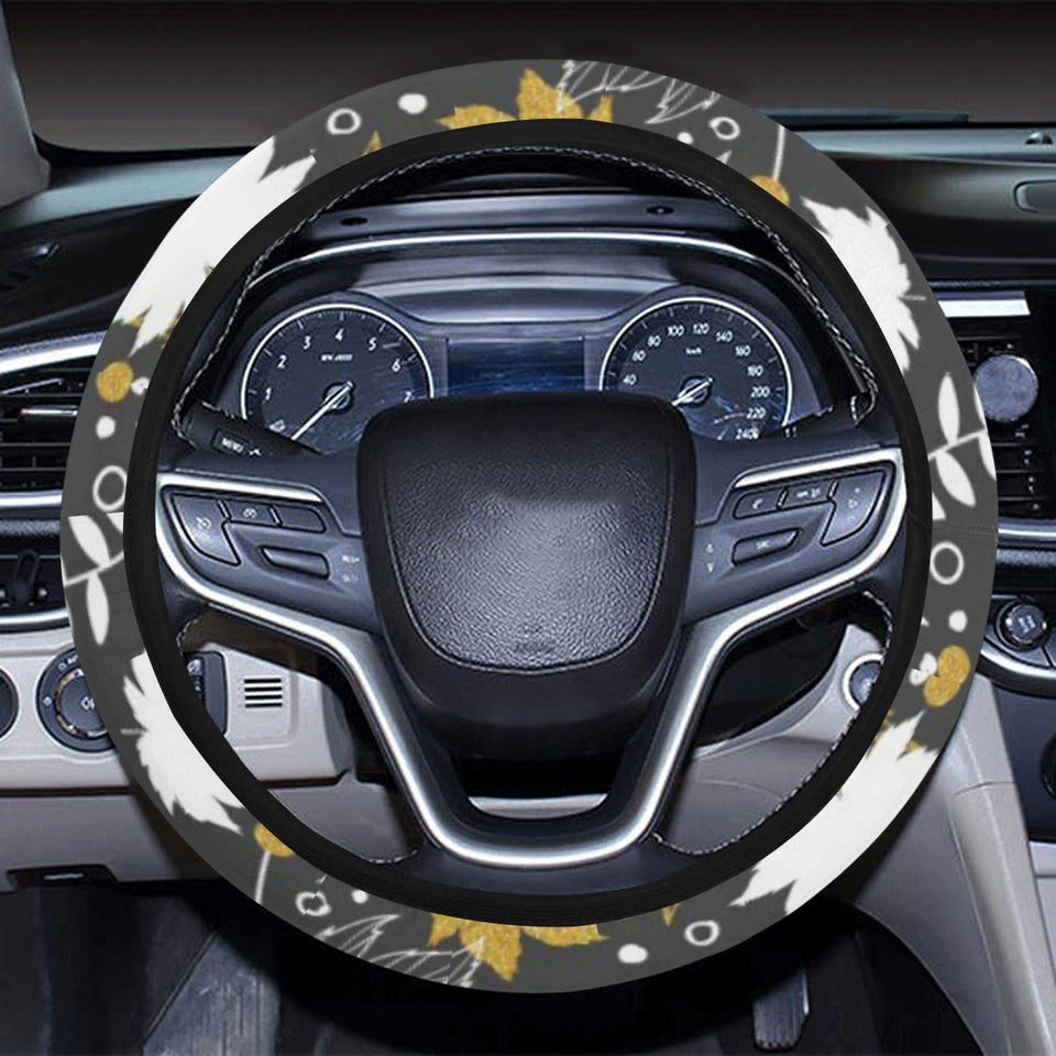 Beautiful gold autumn maple leaf pattern Car Steering Wheel Cover