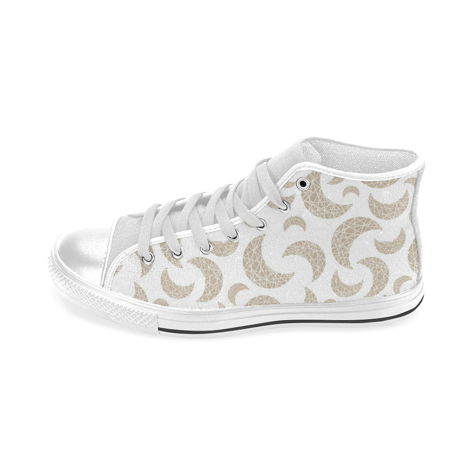 Cool gold moon abstract pattern Men's High Top Canvas Shoes White