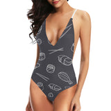 sushi pattern black background Women's One-Piece Swimsuit