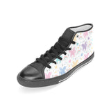 colorful unicorn rainbow heart pattern Women's High Top Canvas Shoes Black