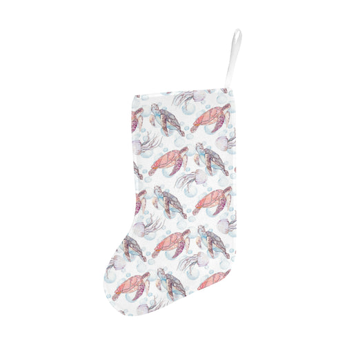 Watercolor sea turtle jellyfish pattern Christmas Stocking