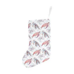 Watercolor sea turtle jellyfish pattern Christmas Stocking