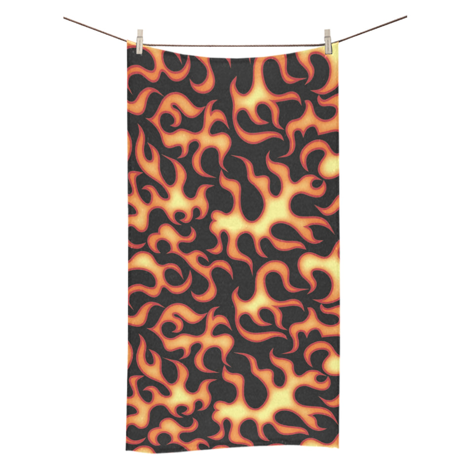 Fire flame dark pattern Bath Towel