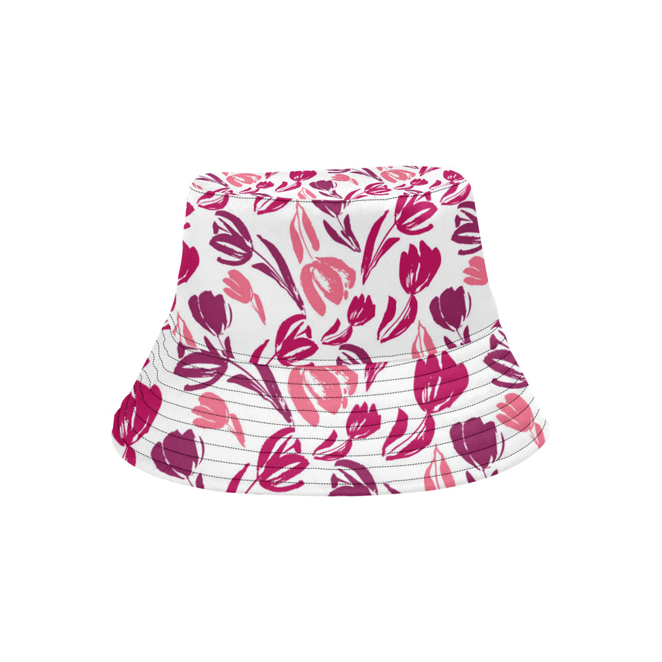 pink sketch tulip pattern Unisex Bucket Hat