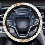 Cute dog corgi striped background pattern Car Steering Wheel Cover