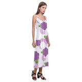 Cute Grape pattern V-Neck Open Fork Long Dress