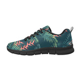 heliconia flowers, palm and monstera leaves on bla Women's Sneaker Shoes