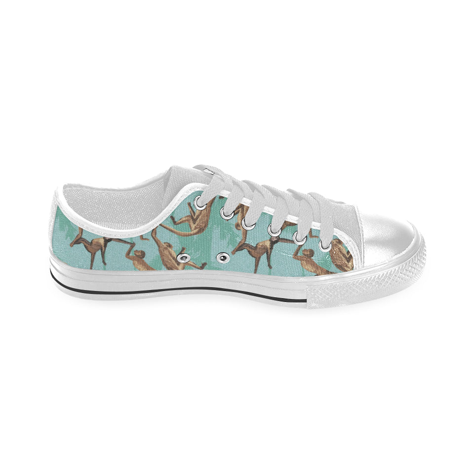 Monkey Palm tree background Men's Low Top Canvas Shoes White