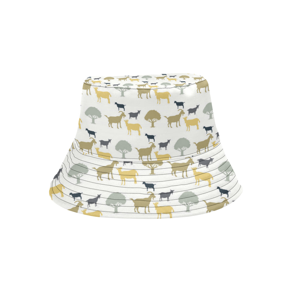 Silhouettes of goat and tree pattern Unisex Bucket Hat