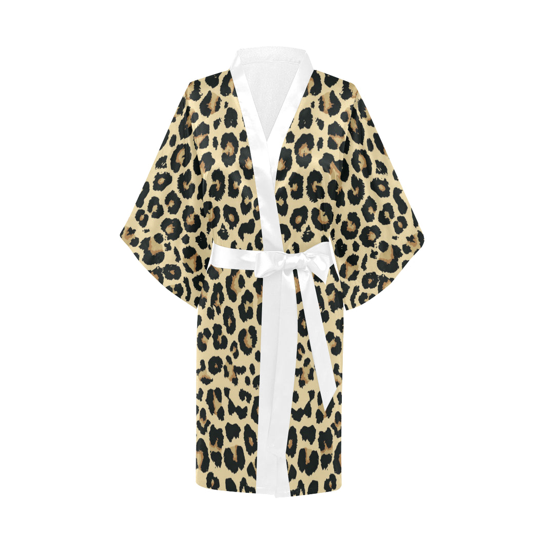 Leopard print design pattern Women's Short Kimono Robe