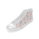 Cute panda ballon heart pattern Men's High Top Canvas Shoes White