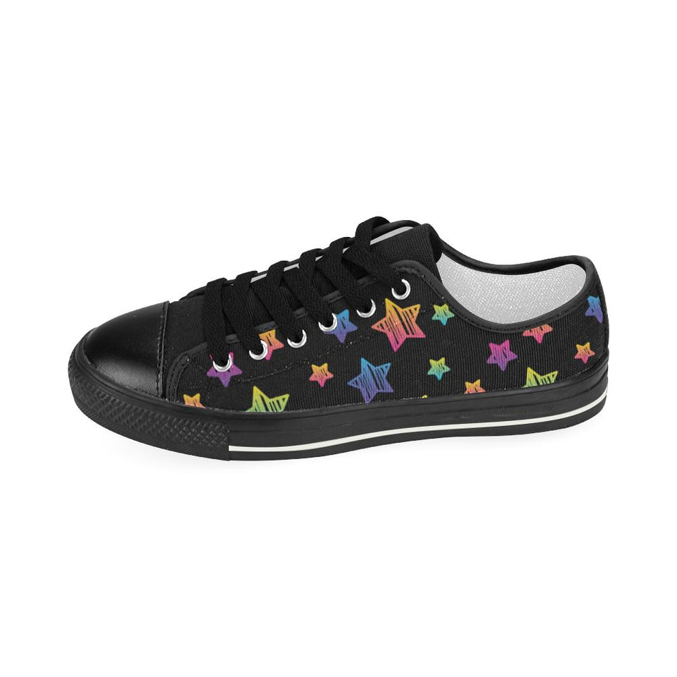 Colorful star pattern Kids' Boys' Girls' Low Top Canvas Shoes Black