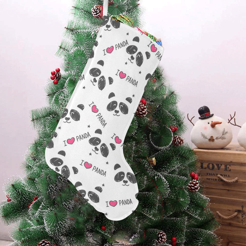 Hand Drawn faces of pandas pattern Christmas Stocking