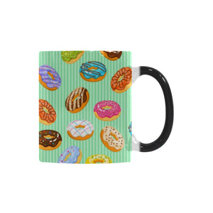 Colorful donut pattern green background Morphing Mug Heat Changing Mug