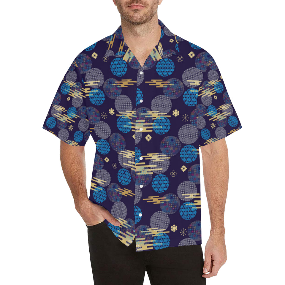 Blue japanese pattern cloud wave flower Men's All Over Print Hawaiian Shirt