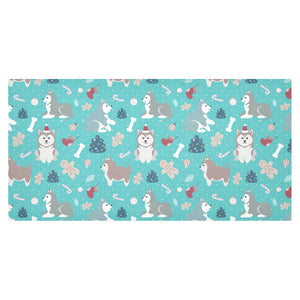 Christmas cute siberian husky puppie pattern Tablecloth