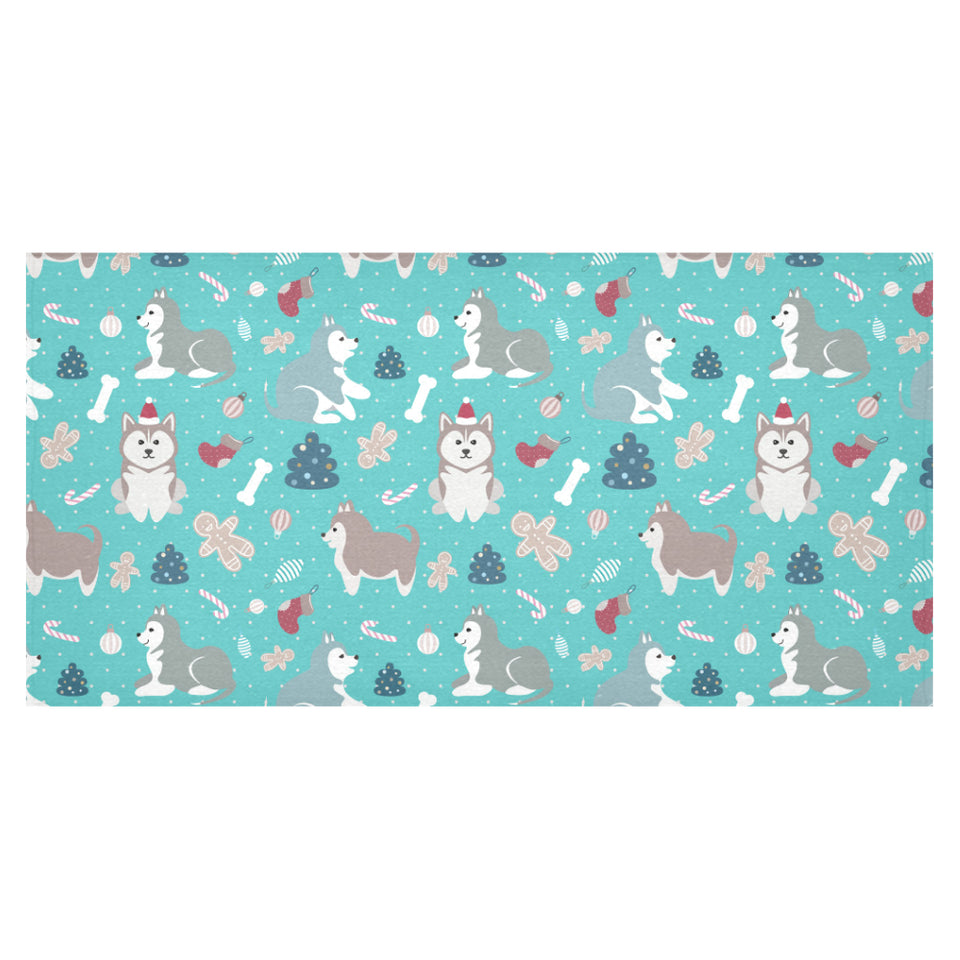Christmas cute siberian husky puppie pattern Tablecloth