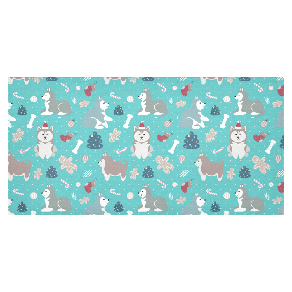 Christmas cute siberian husky puppie pattern Tablecloth