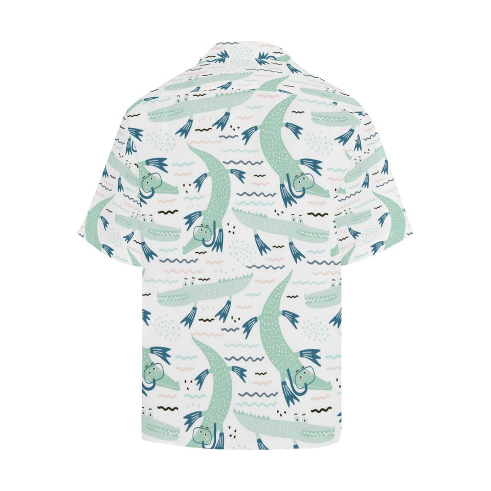 Crocodile diver pattern Men's All Over Print Hawaiian Shirt