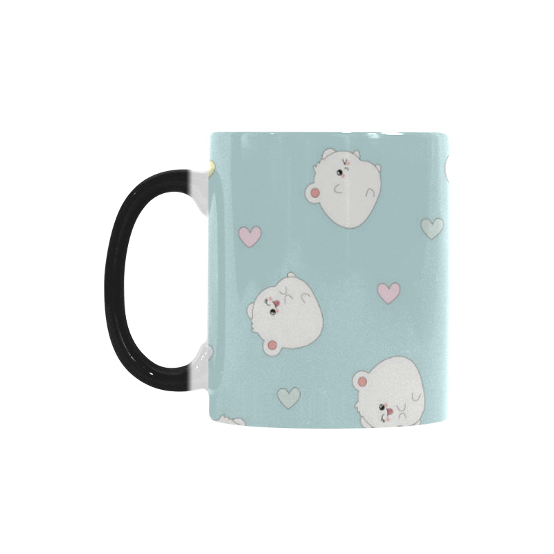 White cute hamsters heart pattern Morphing Mug Heat Changing Mug