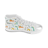 Cute funny kids dinosaurs pattern Women's High Top Canvas Shoes White