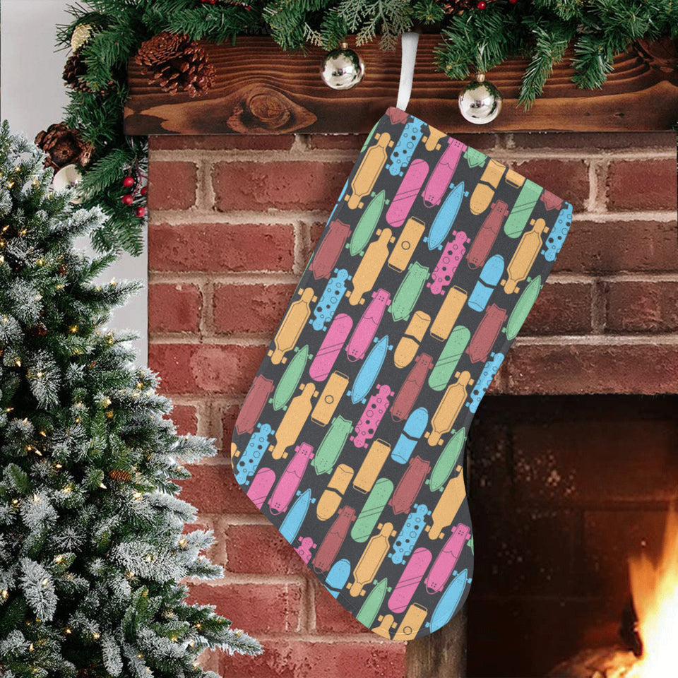 Skate Board Pattern Print Design 02 Christmas Stocking