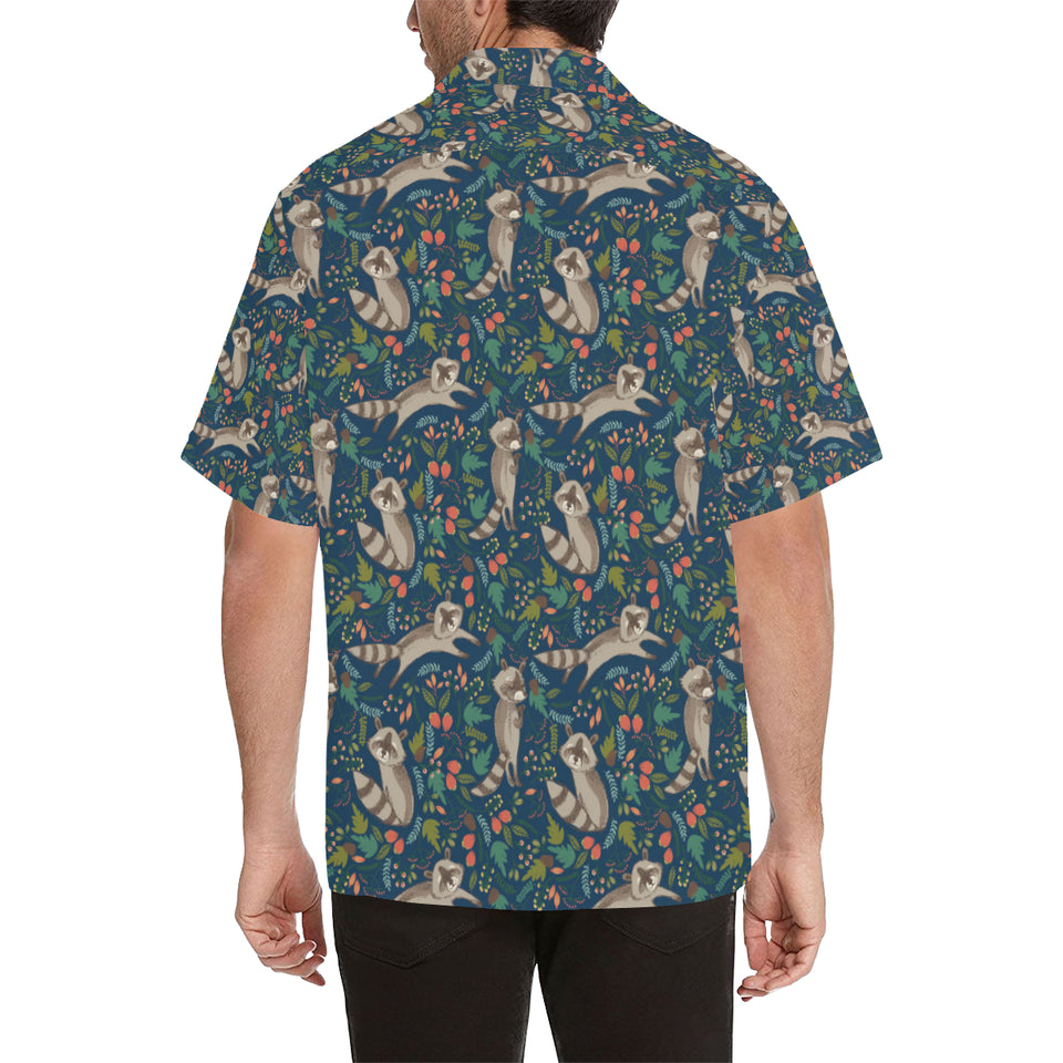 Raccoon tropical leaves pattern Men's All Over Print Hawaiian Shirt