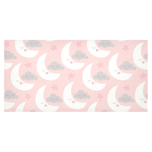 Cute moon cloud star pattern pink dot background Tablecloth
