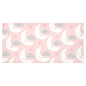 Cute moon cloud star pattern pink dot background Tablecloth