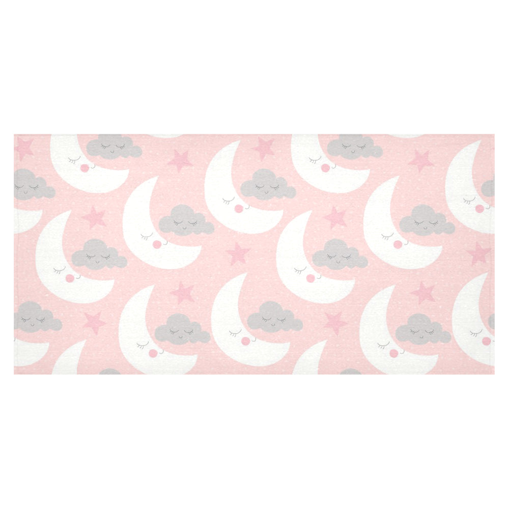 Cute moon cloud star pattern pink dot background Tablecloth