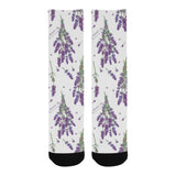 lavender flower design pattern Crew Socks