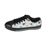 Watercolor helicopter cloud pattern Men's Low Top Canvas Shoes Black