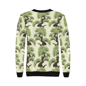 Bonsai pattern Women's Crew Neck Sweatshirt