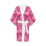 Beautiful dragonfly pink background Women's Short Kimono Robe