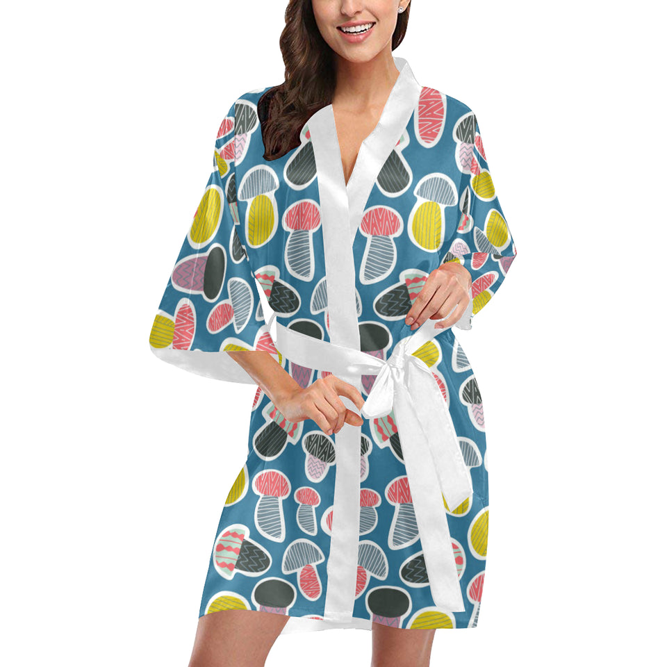 Colorful mushroom design pattern Women's Short Kimono Robe
