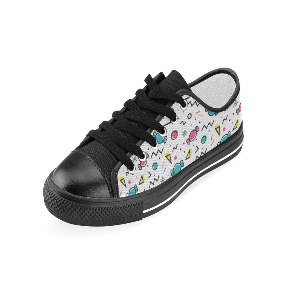 Candy design pattern Kids' Boys' Girls' Low Top Canvas Shoes Black