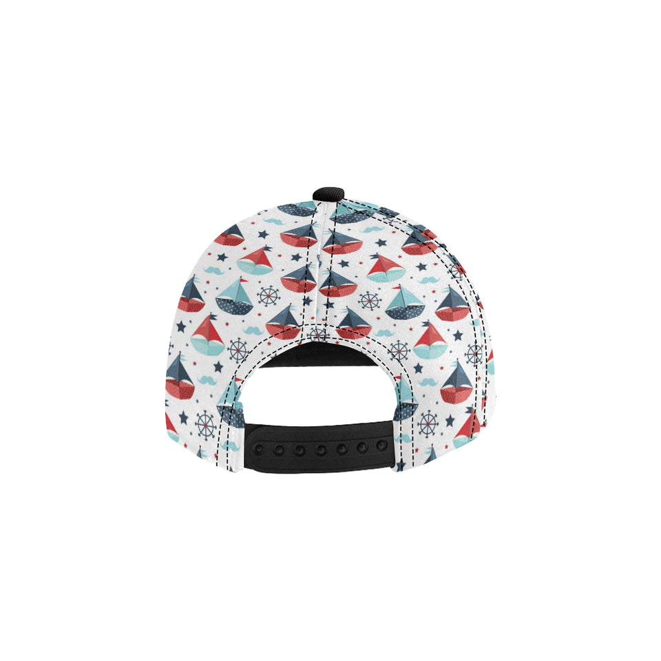 Cute color paper sailboat pattern All Over Print Snapback Cap