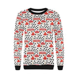 Red mushroom dot pattern Women's Crew Neck Sweatshirt