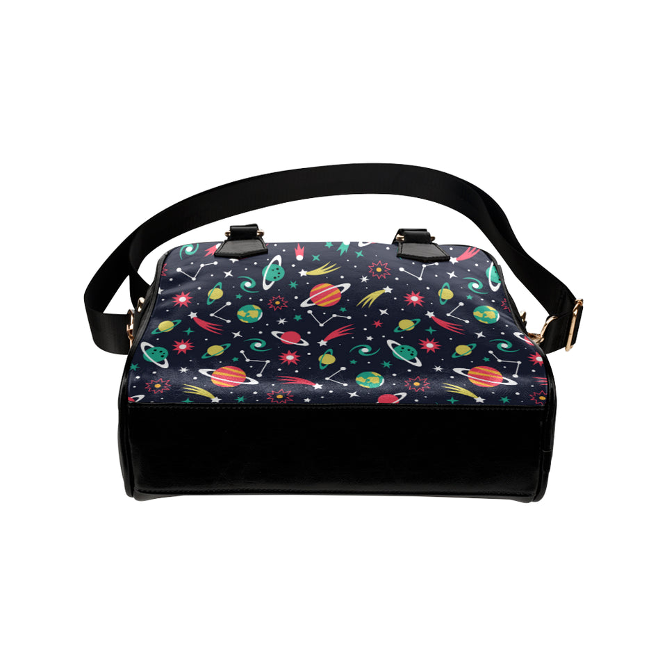 colorful space pattern planet star Shoulder Handbag