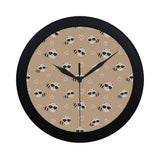 Cute raccoon heart pattern Elegant Black Wall Clock