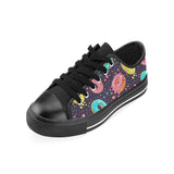 Colorful donut glaze pattern Men's Low Top Canvas Shoes Black