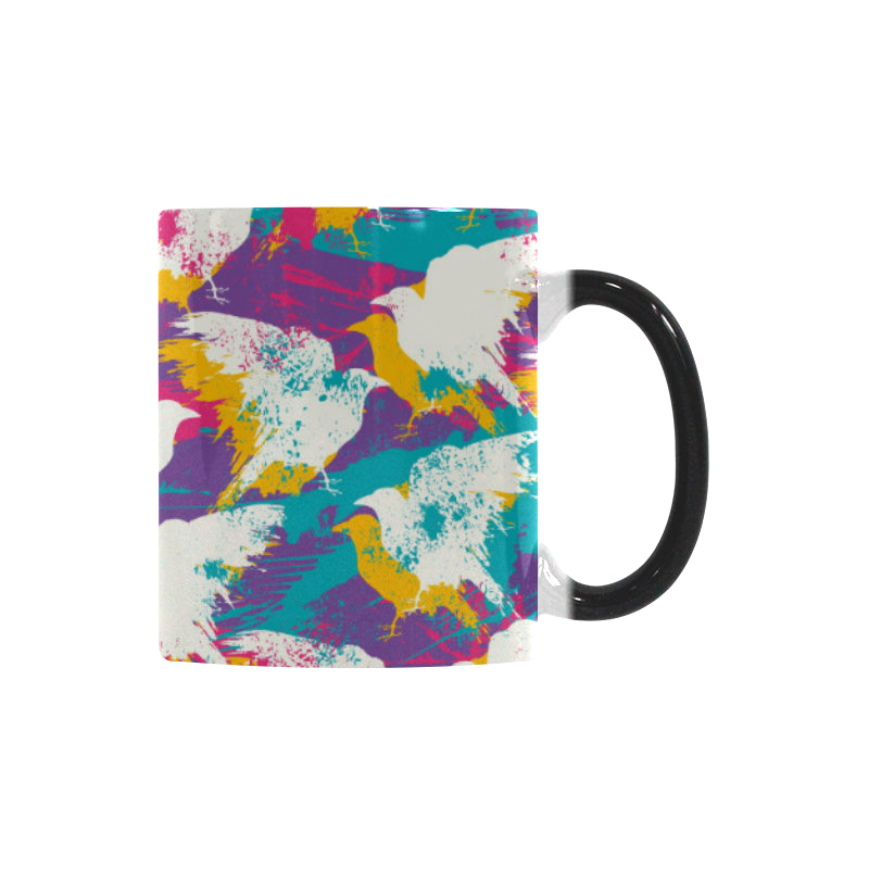 Colorful crow illustration pattern Morphing Mug Heat Changing Mug