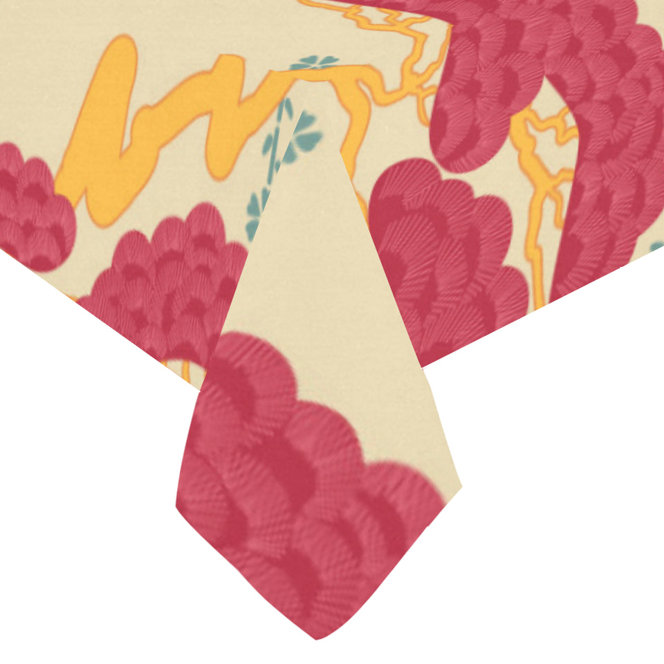 Red Bonsai gray sun japanese pattern Tablecloth